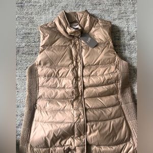 Brand new J.Jill Beige Quilted & Smocked Down Puffer Vest,